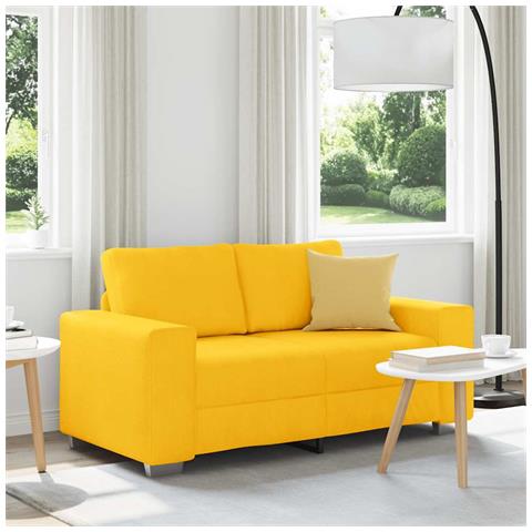 Divano Divanetto Giallo Chiaro 120cm Tessuto di Velluto a Coste - Foto 2