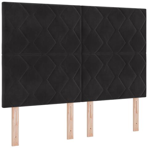 Testiera a Design a Blocchi di Diamante Nera 140 cm Velluto - Foto 1