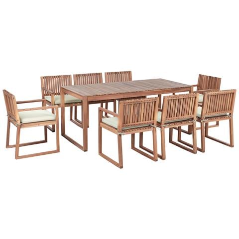 Set Da Pranzo Da Giardino 8 Posti Sassari Premium Con Cuscini Legno Di Acacia Certificato Verde Chiaro - Foto 2
