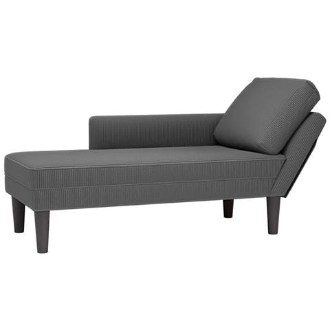 Sdraio con Cuscino Destro in Velluto a Coste Grigio Scuro - Foto 1