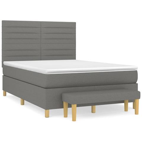 Giroletto a Molle con Materasso Grigio Scuro 140x200cm Tessuto - Foto 1