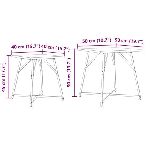 Tavolino 2 pezzi Quercia Sonoma Legno ingegnerizzato e Metallo - Foto 9