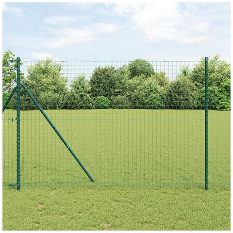 Pilastri per recinzione 7 pz Verde Ø32 mm 210 cm Acciaio zincato - Foto 2