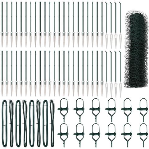 Recinzione Esagonale  Verde 0.8x100 m Acciaio, Pali per Recinzione  con Picchetto 13 pcs Ø32 mm 100 cm Acciaio Galvanizzato - Foto 1