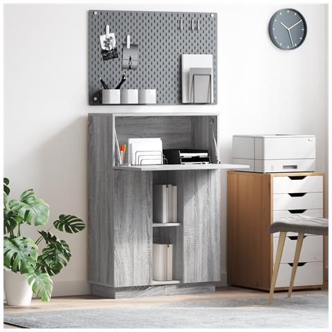 Scrivania Grigia Grigio Sonoma Legno ingegnerizzato Grande - Foto 2