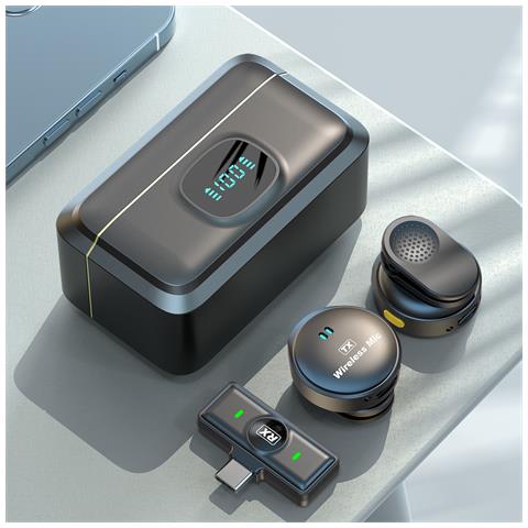 Microfono Lavalier Wireless Con Display Led, Sistema A Doppio Microfono, Interfaccia Type-c - Foto 2