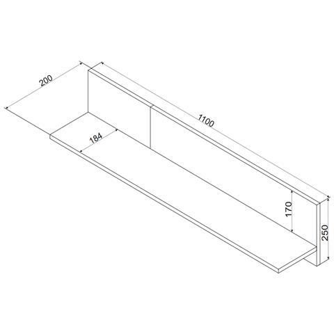 MERCI 400017 scaffale Mensola galleggiante A muro Truciolato Nero, Quercia - Foto 2
