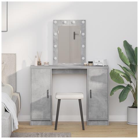 Tavolo da trucco con luci LED Grigio cemento 102x33x135 cm - Foto 2