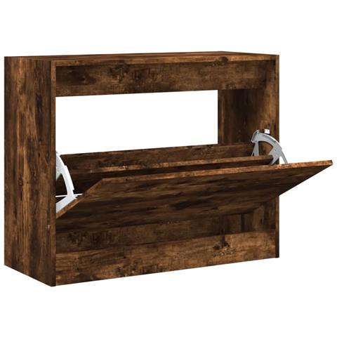 Scarpiera Rovere Fumo 80x34x63 cm in Legno Multistrato - Foto 1