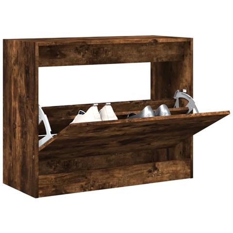 Scarpiera Rovere Fumo 80x34x63 cm in Legno Multistrato - Foto 2