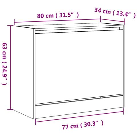 Scarpiera Rovere Fumo 80x34x63 cm in Legno Multistrato - Foto 9