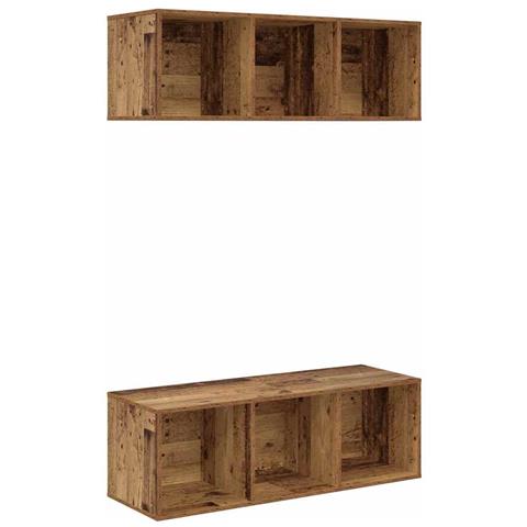 Mobiletti TV a parete 2 pcs Legno vecchio 37 x 37 x 107 cm - Foto 1