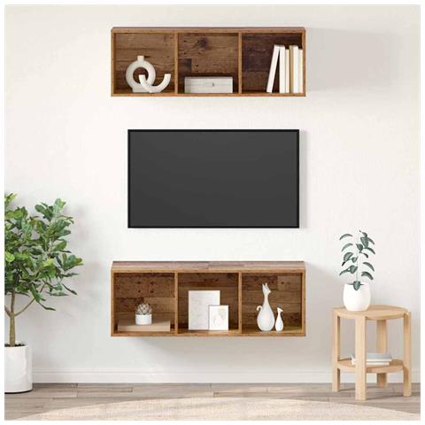 Mobiletti TV a parete 2 pcs Legno vecchio 37 x 37 x 107 cm - Foto 2