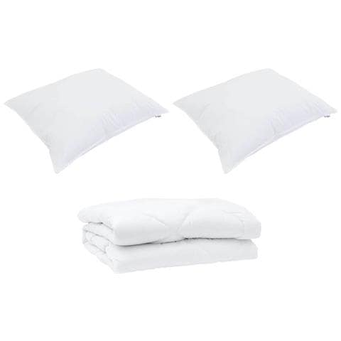 Piumone con cuscino 3 pcs Bianco 240 x 200 cm Microfibra - Foto 1