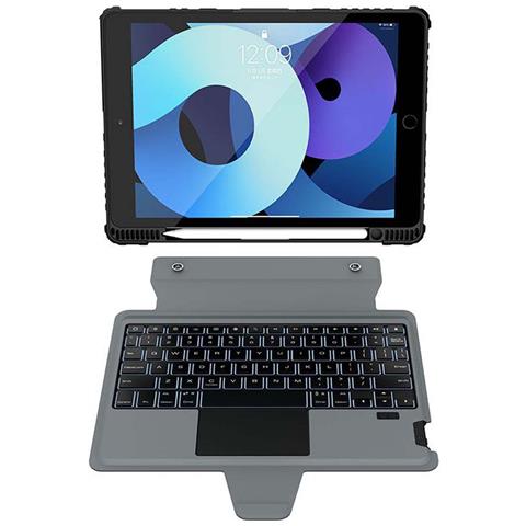 Custodia Con Tastiera E Paraurti Per Ipad Air 4 / 5 / Pro 11 Retroilluminato Antiurto, Nero - Foto 2