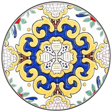 Set 3 Mensole In Mosaico Giallo E Ferro Battuto D30x68h-d25x57h-d20x51 - Foto 7