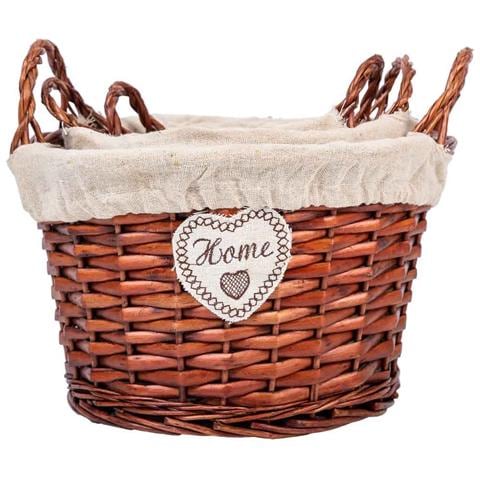 Set Di 3 Cestini In Vimini Foderati Marroni - Foto 2