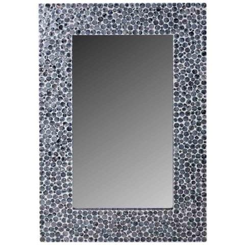 Specchio Rettangolare In Legno Rifinito In Capiz Nero 60x91x03h - Foto 1