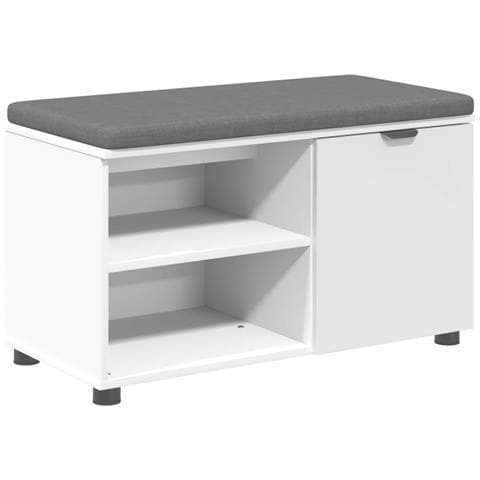 Panca per ingresso con cuscino con porta Bianco 80 x 38 x 46 cm - Foto 1