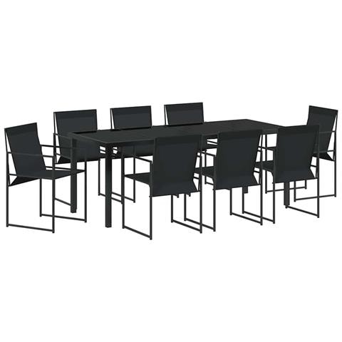 Set da Pranzo per Giardino 9 pcs Nero - Foto 1