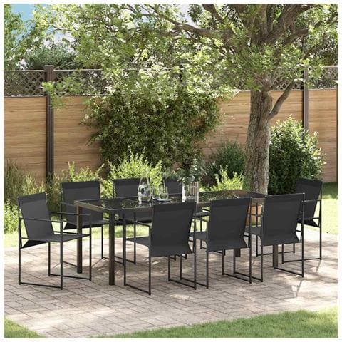 Set da Pranzo per Giardino 9 pcs Nero - Foto 2