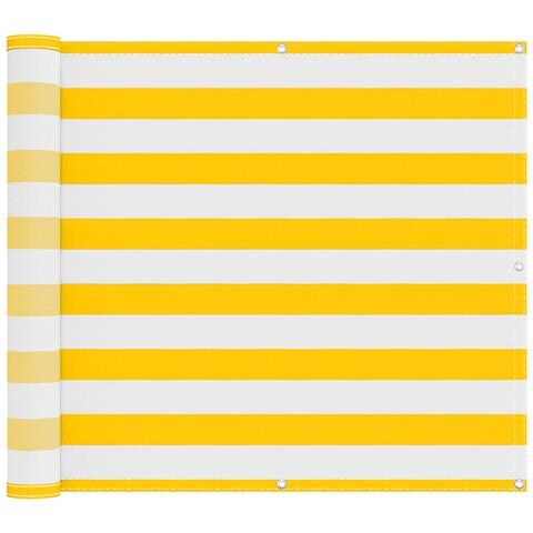 Schermo da balcone Giallo e Bianco 100 x 300 cm Tessuto Oxford - Foto 1