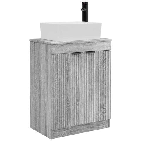 Mobile da bagno con lavabo Sonoma grigio 54 x 35 x 83 cm - Foto 1