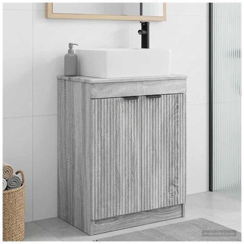 Mobile da bagno con lavabo Sonoma grigio 54 x 35 x 83 cm - Foto 2