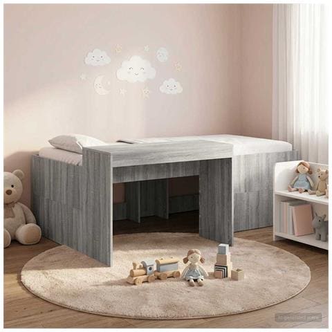 Letto alto per bambini con scrivania Sonoma grigio 75 x 190 cm - Foto 2