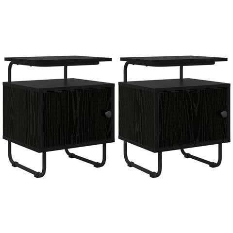 Armadio da Notte 2 pz Rovere Nero Legno ingegnerizzato - Foto 1