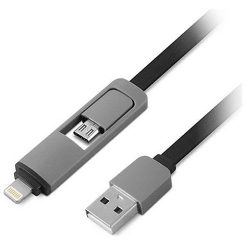 Cavo Usb A Lightning 1ifepa2in1flat (1 M) Nero Grigio - Foto 1