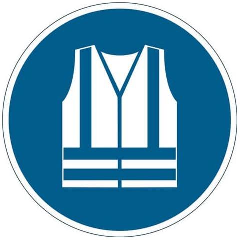 Pittogramma Da Pavimento ""gilet Di Sicurezza Alta Visibilità Obbligatorio'' Azzurro Ø 430 Mm - 173506 - Foto 1