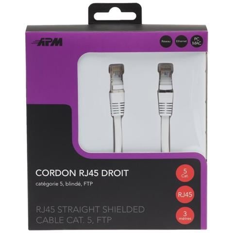 Cavo Rj45 Cat. 6 Ftp Diritto - Bianco - 5 M - Foto 2