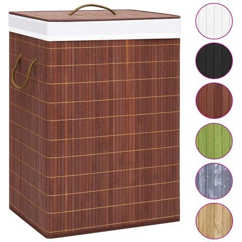 Cesto Portabiancheria in Bambù a 2 Sezioni Marrone 72 L - Foto 2