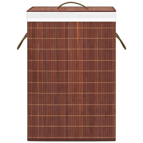 Cesto Portabiancheria in Bambù a 2 Sezioni Marrone 72 L - Foto 9