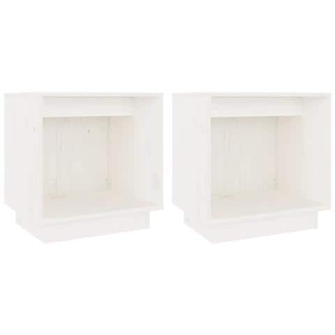 Comodini 2 Pz Bianchi 40x30x40 Cm In Legno Massello Di Pino - Foto 2
