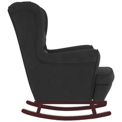 Sedia a Dondolo con Gambe in Massello di Hevea Nero in Velluto - Foto 2