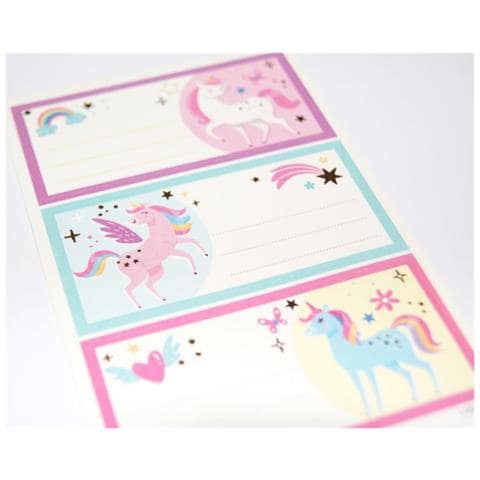 12 Etichette Per La Scuola - Rettangolo - Unicorni Magici - Foto 1