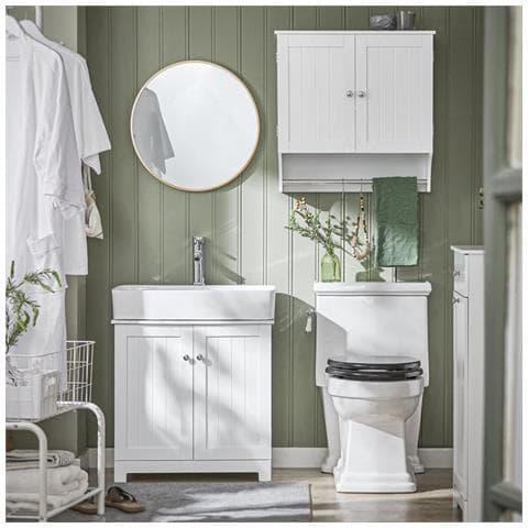Pensile Con Ante Mobile Da Parete Da Bagno Mobile Porta Medicinali Elegante Armadietto Sospeso Per Il Bagno Bianco 60x30x60cm Bzr84-w - Foto 5