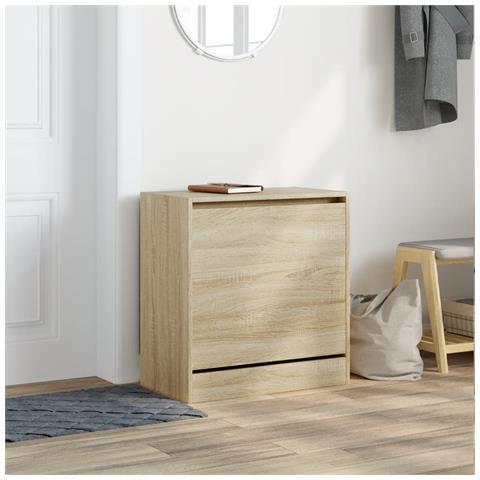 Scarpiera Rovere Sonoma 60x34x63,5 Cm In Legno Multistrato - Foto 3