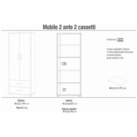 Gare - Armadio Moderno Con Due Ante E Due Cassetti - Foto 3