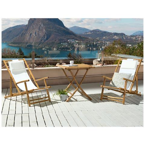 Set Bistrò In Legno Di Bambù Chiaro E Bianco Sporco Atrani /molise - Foto 1