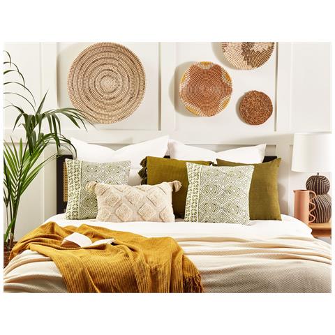 Cuscino Decorativo Larics Cotone 45 X 45 Cm Orientale Stampa A Blocchi Verde - Foto 1