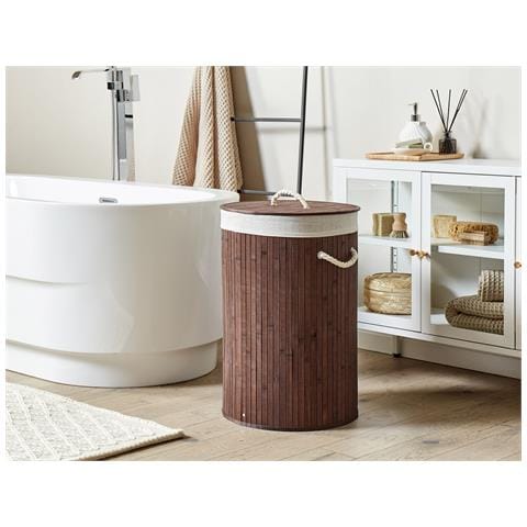 Cestino Sannar Legno Di Bambù Marrone Scuro 75 L - Foto 1