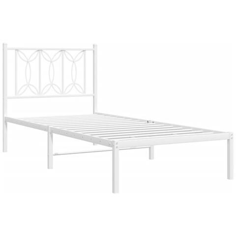 Giroletto Con Testiera Metallo Bianco 80x200 Cm - Foto 1