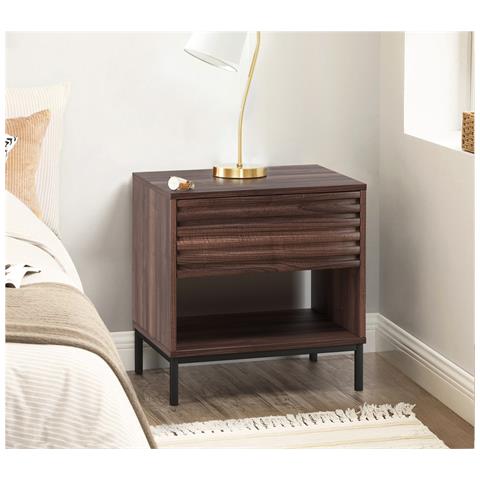 Celine Comodino Con 1 Cassetto In Agglomerato Di Noce - Foto 4