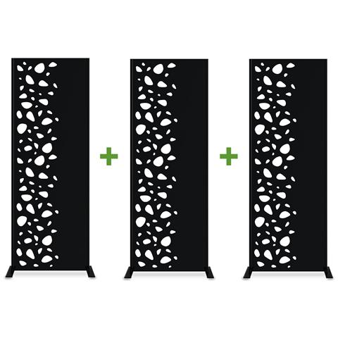 Set Di 3 Pannelli Decorativi Sunny Black H.160cm Motivi Lato Sinistro - Foto 1