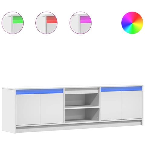Mobile Porta TV con LED Bianco 180x34x50cm in Truciolato - Foto 1