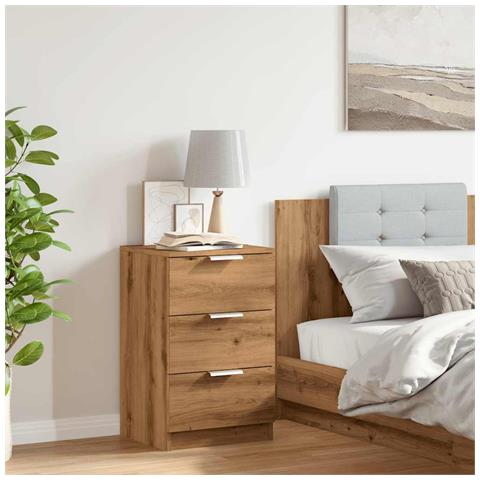 Comodino Rovere Artigianale 40x36x65 Cm In Legno Multistrato - Foto 3