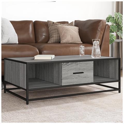Tavolino Grigio Sonoma 100x57x35 Cm Legno Multistrato E Metallo - Foto 1